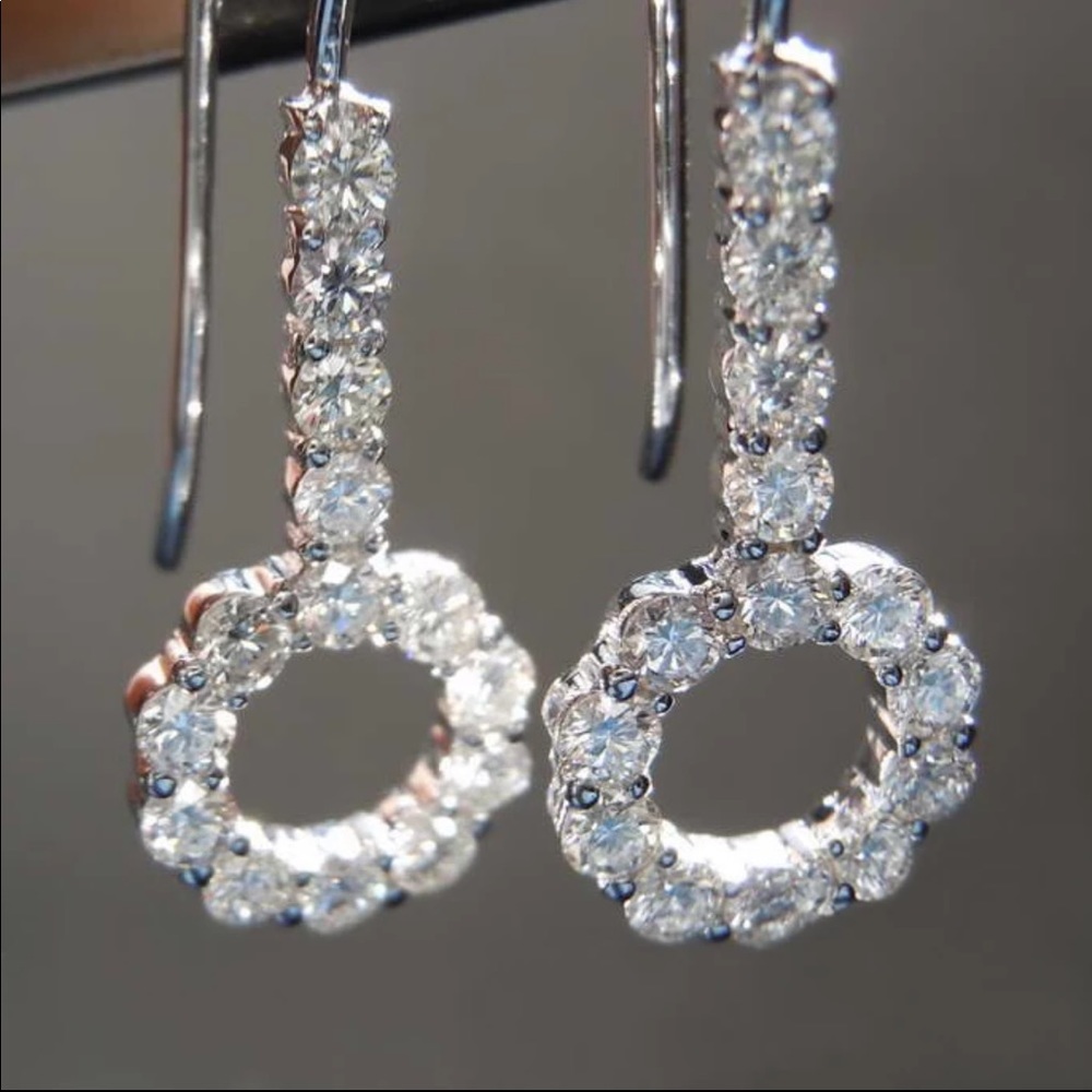 *NEW*Women’s 925 Silver Dangle Drop Hoop Earrings - Picture 2 of 6